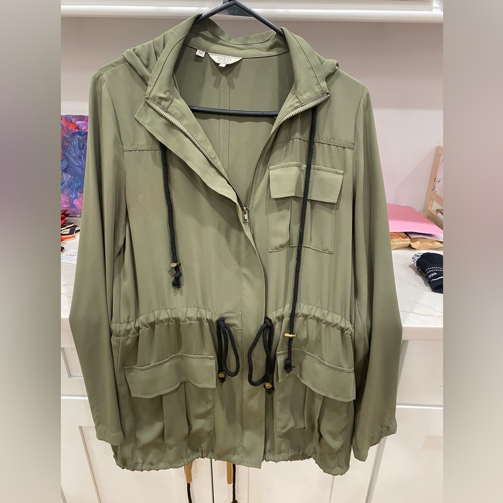 Guess Green Polyester Zip Up Size S